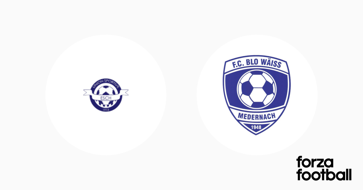 Tabelle US Esch - Blo-Weiss Medernach, Promotion d'Honneur 2021, Luxembourg  | Forza Football
